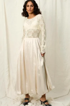 Joelle Nederdele>Ballonnederdel i satin Hvid