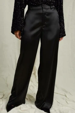 Joelle Brede jakkesætsbukser i satin sort