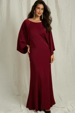 Joelle Maxi kjole i satin mørkerød