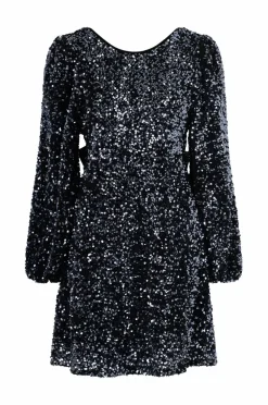 Joelle Kjoler>Pailletkjole med sløjfe i ryggen Marinblå