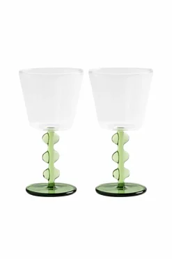 &k Amsterdam Borddækning & Servering>Vinglas kronblad sæt med 2 Grøn