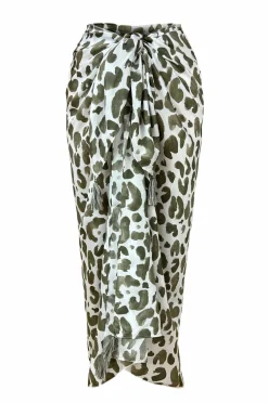 KAANDA Beach life Sarong Pareo w Tassels Leo olive Online