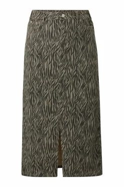KAFFE Curve Cowboynederdel kaLeonoma Denim Skirt Feather gray / black animal Best