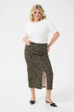 KAFFE Curve Cowboynederdel kaLeonoma Denim Skirt Feather gray / black animal Best