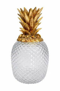 KARE Design Småopbevaring>Dekorativ beholder Pineapple Transparent guldfarve krom