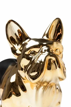 KARE Design Sparebøsse Bulldog Transparent guldfarve krom New
