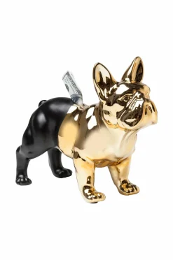 KARE Design Sparebøsse Bulldog Transparent guldfarve krom New