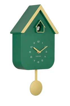 Karlsson Vægur Dupla Color Cuckoo Retro grøn og blød gul Discount