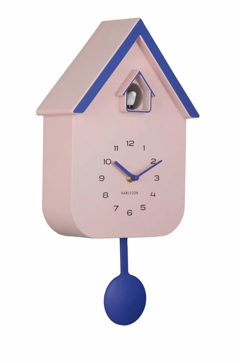Karlsson Vægure>Vægur Dupla Color Cuckoo Blød lyserød og koboltblå