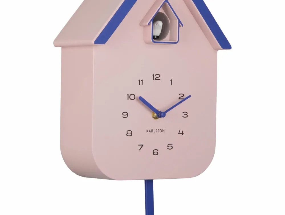 Karlsson Vægure>Vægur Dupla Color Cuckoo Blød lyserød og koboltblå