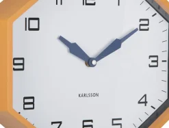 Karlsson Vægur Modern Factory Octagon Okkergul og marineblå Clearance