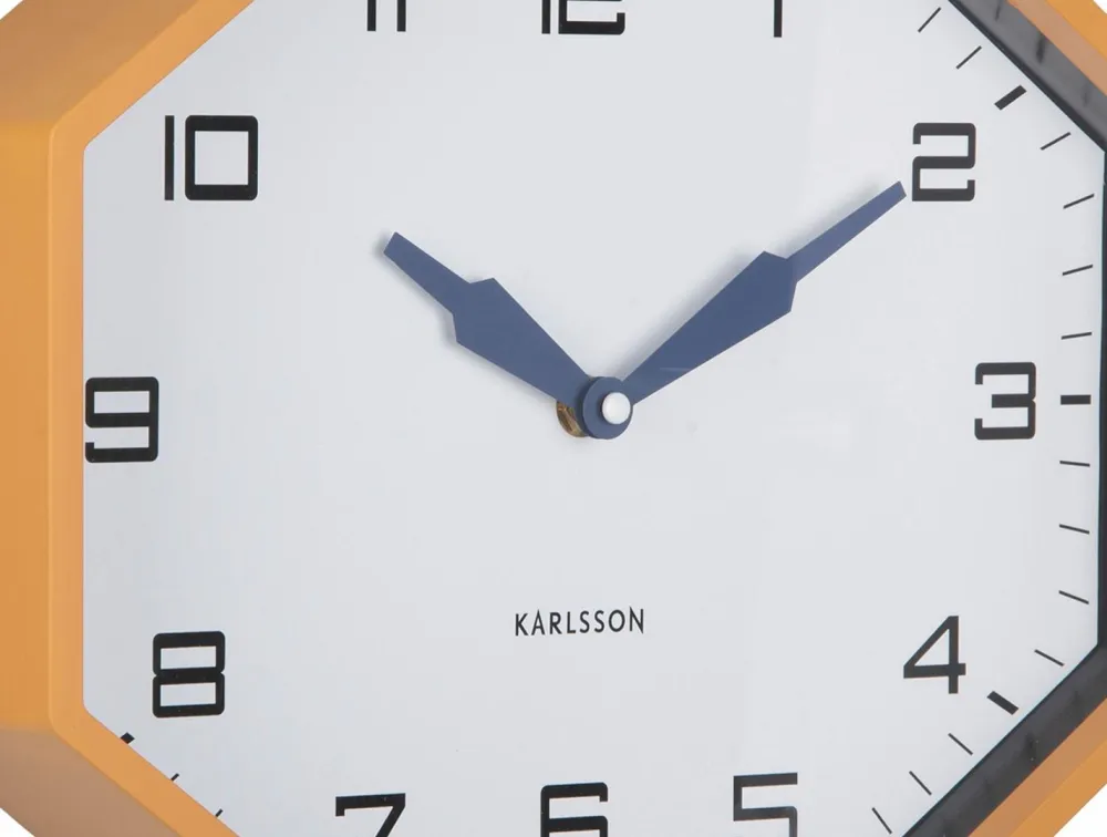Karlsson Vægur Modern Factory Octagon Okkergul og marineblå Clearance