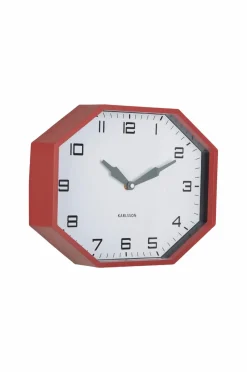 Karlsson Vægure>Vægur Modern Factory Octagon Okkerrød og junglegrøn