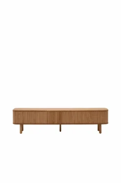 Kave Home Tv-Bænke>Mailen tv-bord med 2 døre i askefinér med mørk finish 200 x 50 cm Naturlig