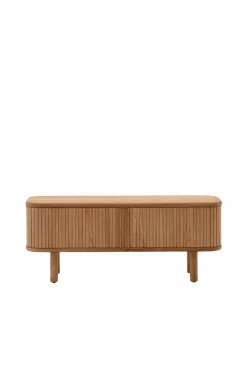 Kave Home Mailen tv-bord med 2 døre i askefinér med mørk finish 120 x 50 cm Naturlig