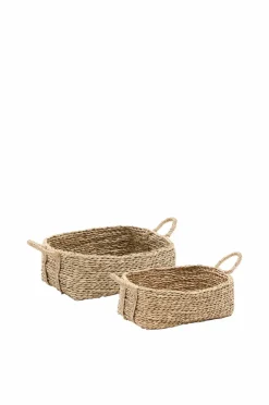 Kave Home Milly sæt med 2 kurve i naturfiber, 32 x 20 cm / 34 x 20 cm Grå Best