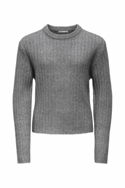 KIDS ONLY Trøjer & Cardigans>Pullover kogJeanett Life LS Rib O-neck CP KN Medium grey melange