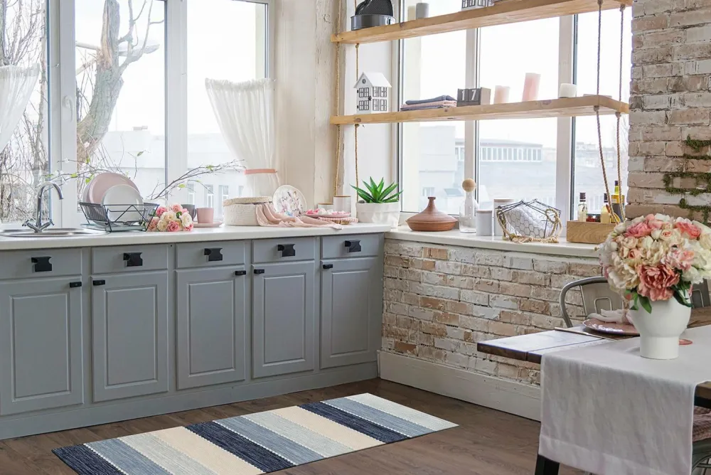 KM Home Bomulds- & Kludetæpper>Bomuldstæppe Båstad Blå