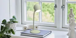 Kreafunk Bordlamper>LED-lampe/højttaler/Qi Ellie Støvet oliven