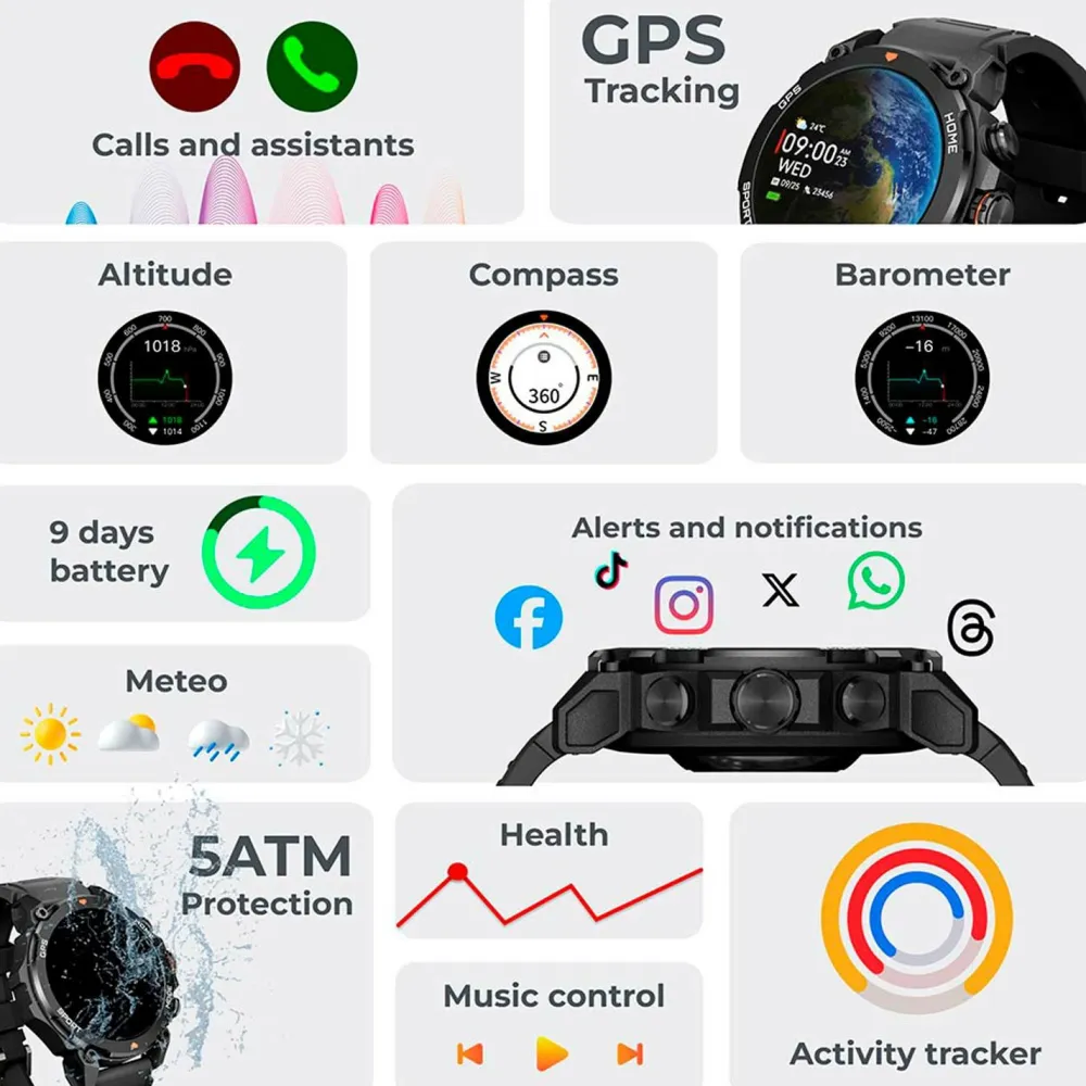 KSIX Ure|Træningsredskaber & Udstyr>Smartwatch Explorer GPS No color