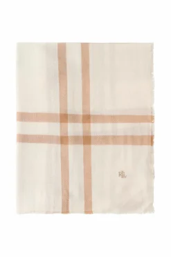 Lauren Ralph Lauren Tørklæder & Halstørklæder>Halstørklæde Polyester Blend-lght Wght WV Sqr Scf Cream/kamel
