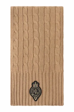 Lauren Ralph Lauren Tørklæder & Halstørklæder>Halstørklæde Polyester Blend-cable Crest Ptch Scf Classic camel