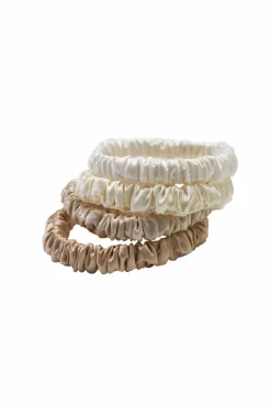 Lenoites Håraccessories|Håraccessories>Mulberry Silk Skinny Scrunchies White, Cream White , Beige, Light Brown