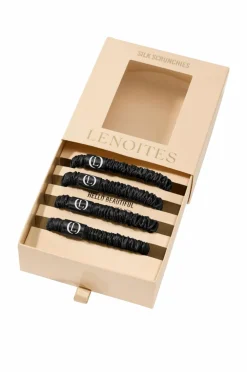 Lenoites Håraccessories|Håraccessories>Mulberry Silk Skinny Scrunchies Black