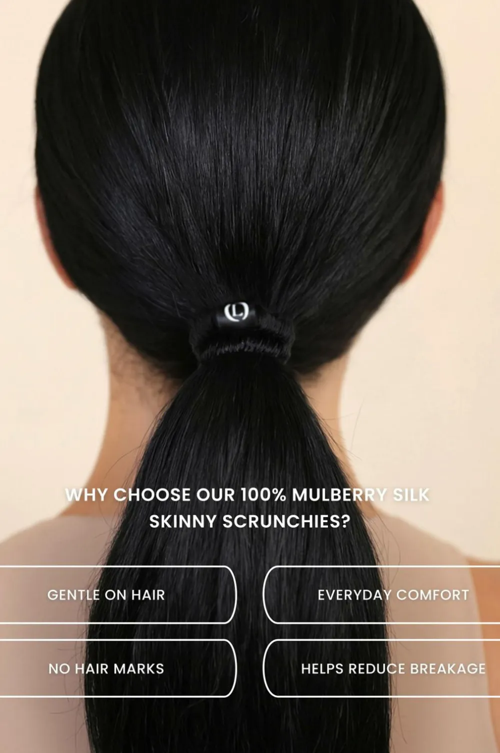 Lenoites Håraccessories|Håraccessories>Mulberry Silk Skinny Scrunchies Black