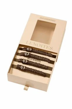 Lenoites Mulberry Silk Skinny Scrunchies Dark Brown Sale