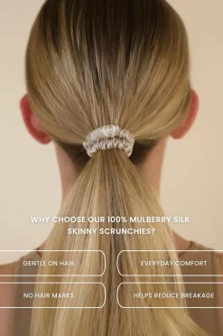 Lenoites Mulberry Silk Skinny Scrunchies Beige