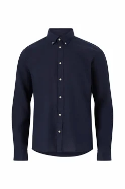 Les Deux Skjorter>Hørskjorte Kristian Linen B.D. Shirt Dark navy