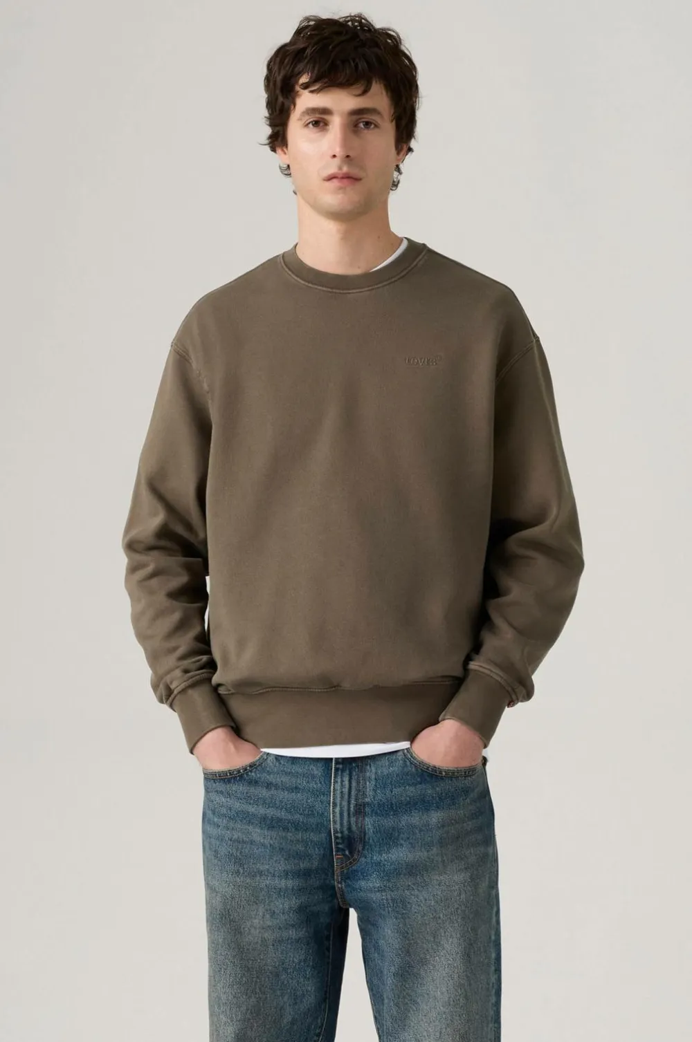 Levi's Sweatshirt Authentic Crew GARMENT DYE H225 MAITAKE BROWN Online