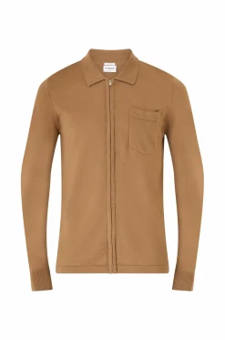 Lindbergh Trøjer>Cardigan Merino Polo Collar Cardigan Camel