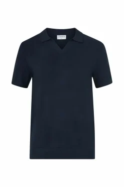 Lindbergh Poloshirts>Poloshirt Ecovero S/s V-neck Polo Navy