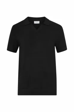 Lindbergh Poloshirts>Poloshirt Ecovero S/s V-neck Polo Black
