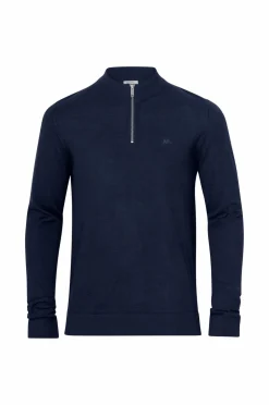 Lindbergh Trøje Half Zip Merino Mock Neck Navy Discount
