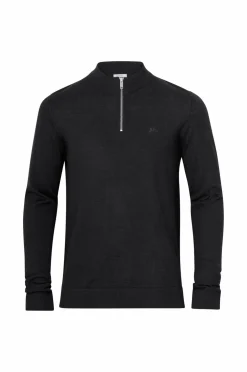 Lindbergh Trøje Half Zip Merino Mock Neck Black Hot