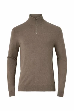 Lindbergh Trøje Half Zip Melange Knit Dk sand mel