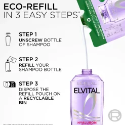 L'Oréal Paris Hår|Hår>Elvital Hyaluron Plump Shampoo For Dehydrated Hair Refill 250 Ml