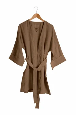Lovely Linen Loungewear & Homewear>Kimono Lovely Long i vasket hør Almond