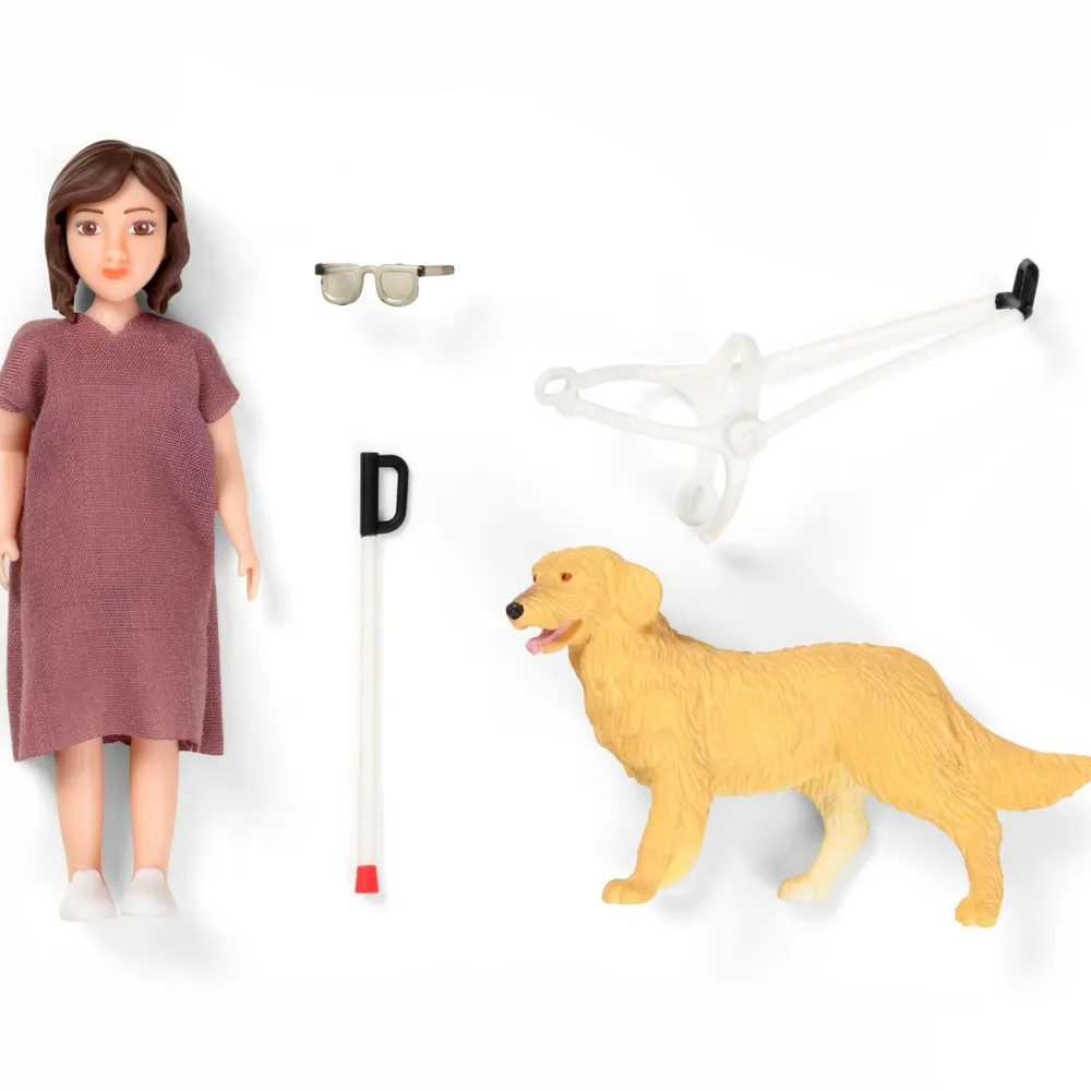 Lundby Dukke med blind stok og hund No color Hot