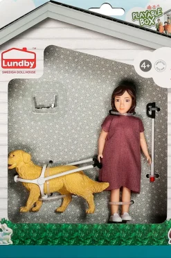 Lundby Dukke med blind stok og hund No color Hot