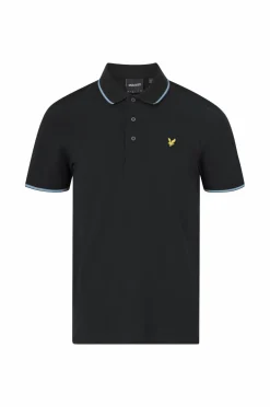 Lyle & Scott Poloshirt Tipped Polo Shirt X938 Black Ice/ Ocean Sky New