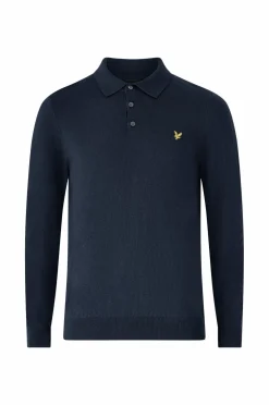Lyle & Scott Polotrøje Cotton Merino Long Sleeve Knitted Polo Z271 dark navy Online