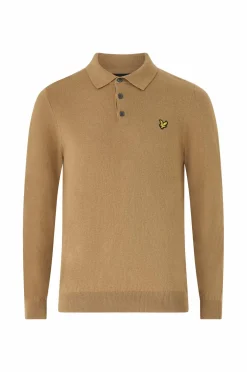 Lyle & Scott Trøjer>Polotrøje Cotton Merino Long Sleeve Knitted Polo X851 tigers eye