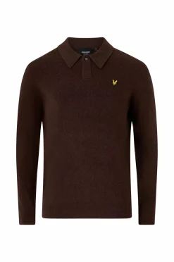 Lyle & Scott Polotrøje Lambswool Blend Rugby Jumper Y059 bottle brown marl New