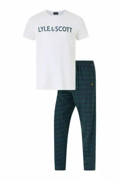 Lyle & Scott Pyjamassæt Holden SS Sleep Set Bright White/Peacoat Check