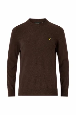 Lyle & Scott Trøje Lambswool Blend Crew Neck Jumper Y059 Bottle Brown Marl Outlet