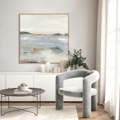 Malerifabrikken Design Painting / Trace Of Nature / 100x100 Cm / Egetræsramme Blå New